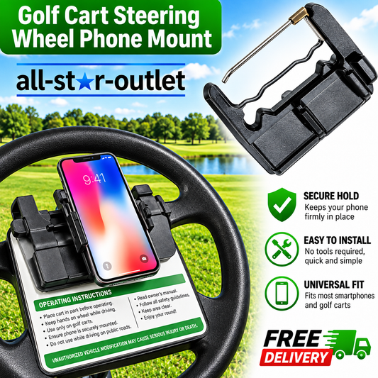 Golf Cart Steering Wheel Cell Phone Mount, Flip Up Phone Holder For Golf Cart