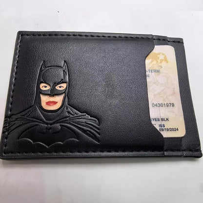 Share Batman Style PU Leather Wallet with ID Window Card Holder Superhero Mask Design