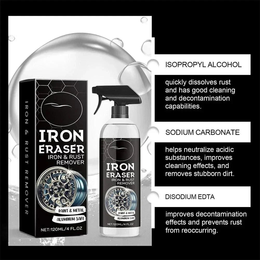 Iron Eraser Rust Remover Spray, Car Wheel Paint Brake Dust Fast Cleaner 120ML