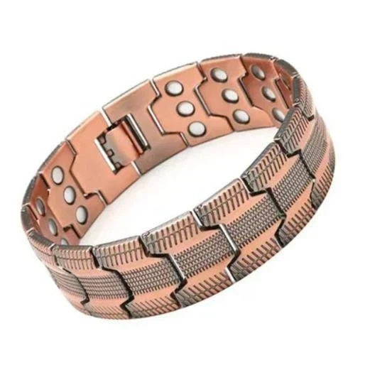 Elegant Rose Gold Magnetic Therapy Bracelet – Stylish Link Chain Bracelet with Copper-Tone Finish & Decorative Metal Design for Women & Men