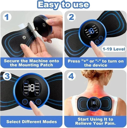 TENS Machine Pain Relief EMS Muscle Stimulator 8 Modes 19 Intensity Neck BACK UP